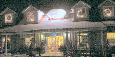 Winery porch with snow
